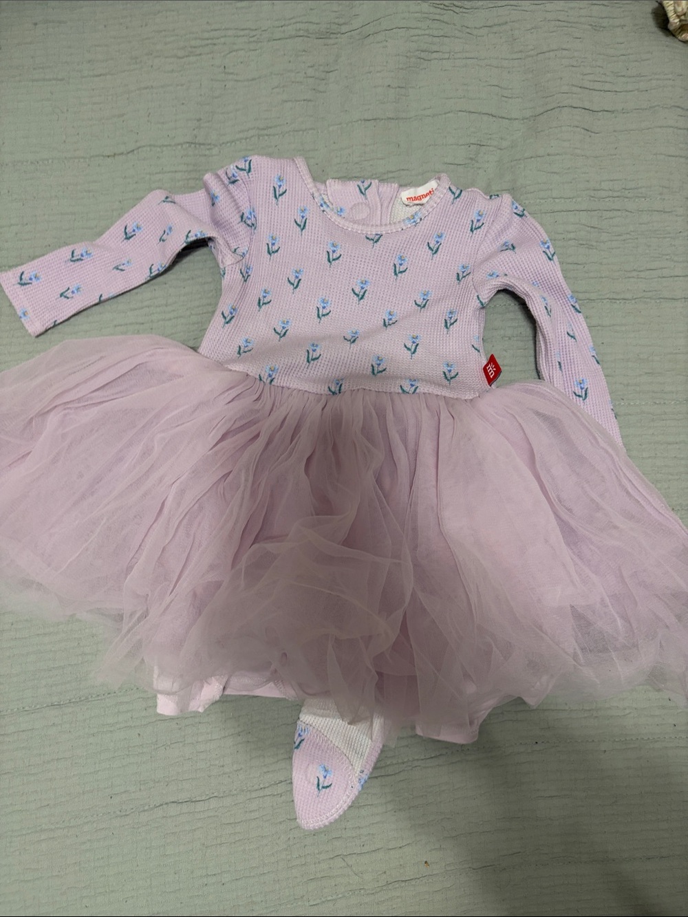 Magnetic Me Lavender Tulle Baby Dress with Floral Knit Bodice 6-9